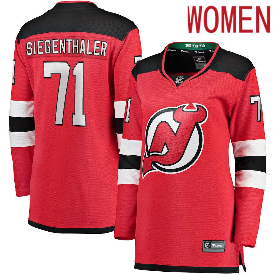 Women New Jersey Devils #71 Jonas Siegenthaler Fanatics Branded Red Home Breakaway Player NHL Jersey->women nhl jersey->Women Jersey